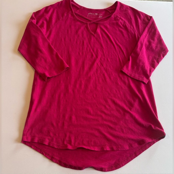 EDDIE BAUER Women’s 3/4 Sleeve Pink Casual Top with Neckline Detail Size Medium - Picture 3 of 12